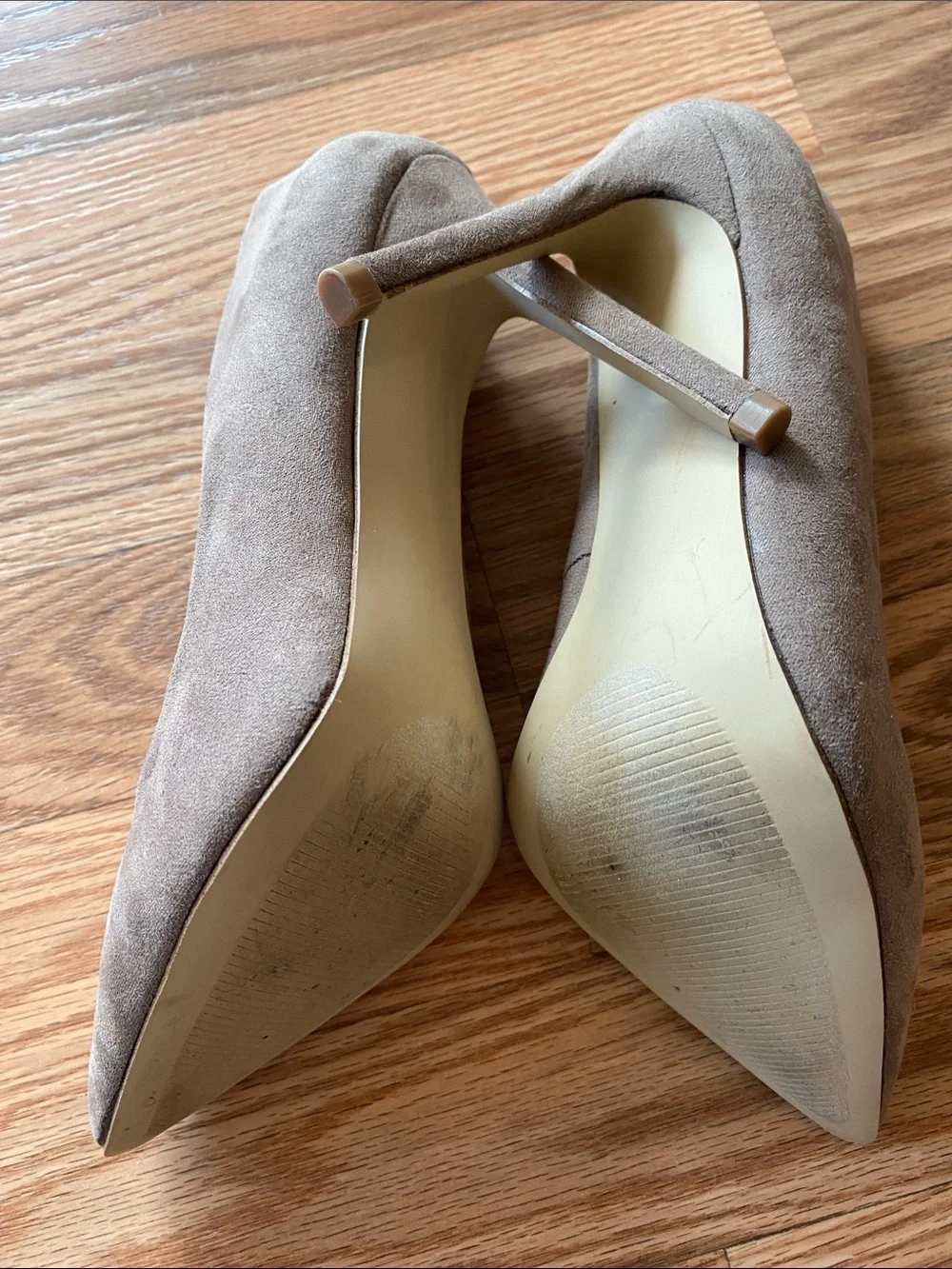 Madden Girl Taupe Suede Pointed-Toe Stilettos-6 Event Prom Office Coquette